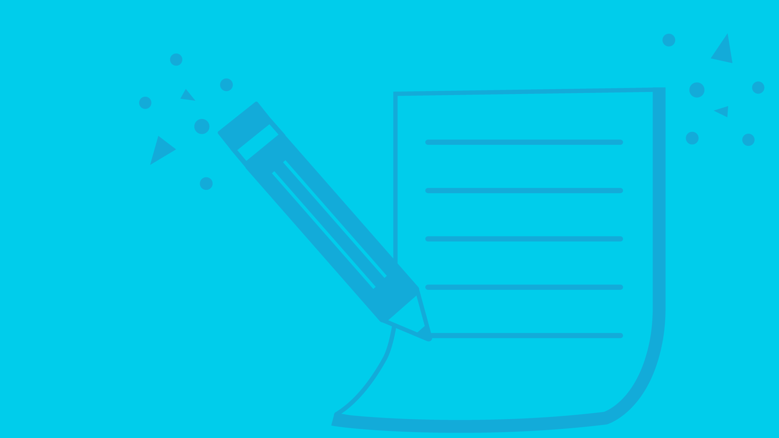 Icon of a pencil writing on a piece of paper to create a digital marketing strategy
