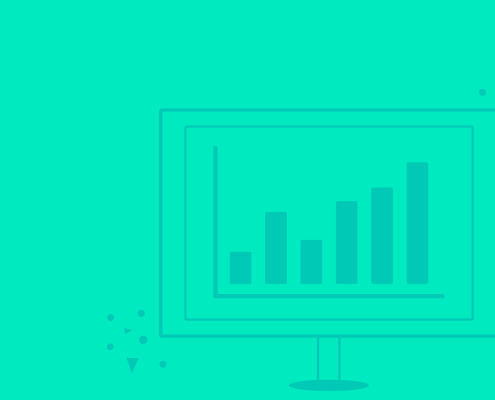 Illustration of a computer with a graph showing an increasing trend to communicate how SEO affects your web performance.