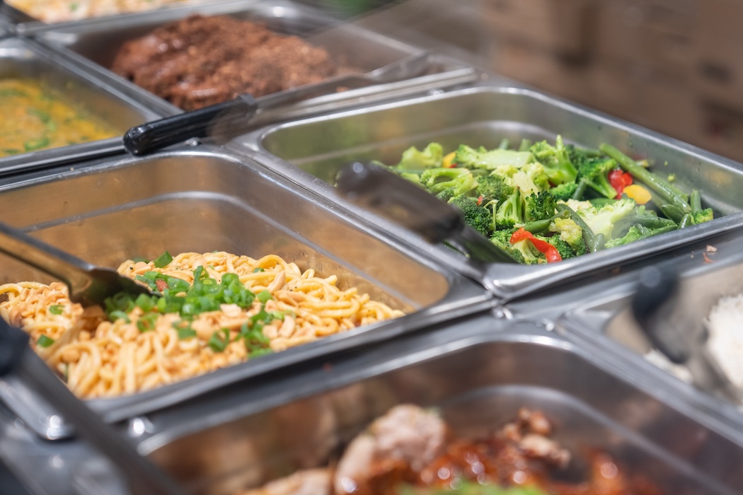 Close up shot of hot food bar at Friendly City Food Co-op