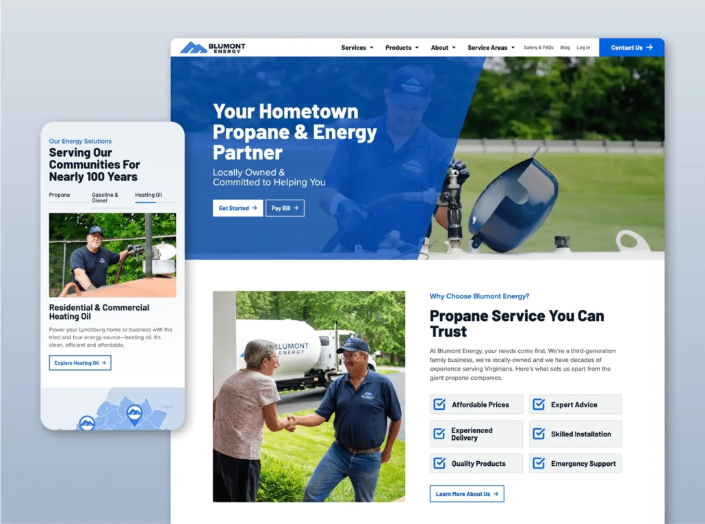 Blumont Energy web layouts mockup