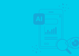 Illustration of a phone with a graph on it with "AI" in a corner that communicates how AI is aiding in SEO.