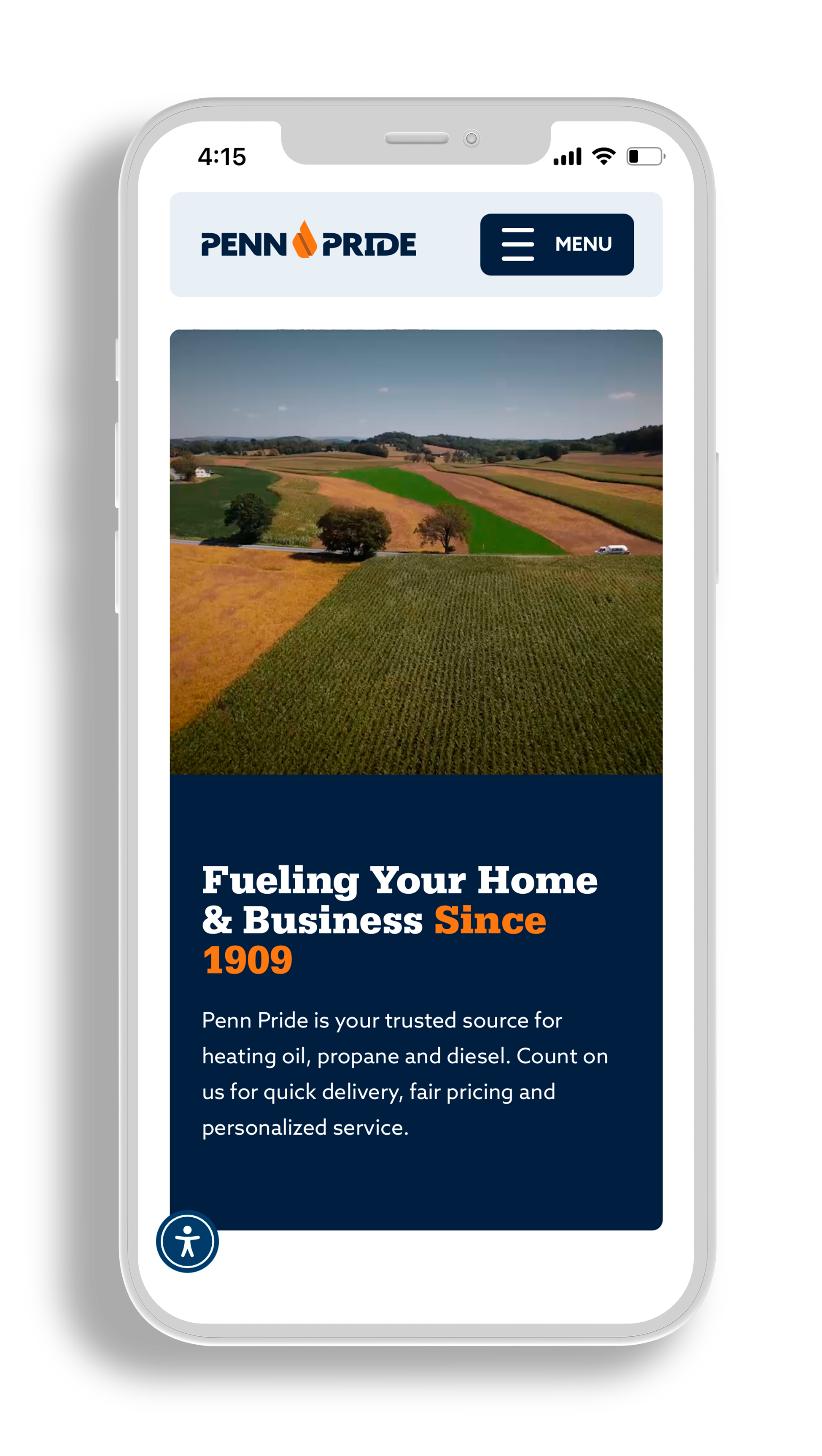 IPhone mockup of the Penn Pride Home screen.