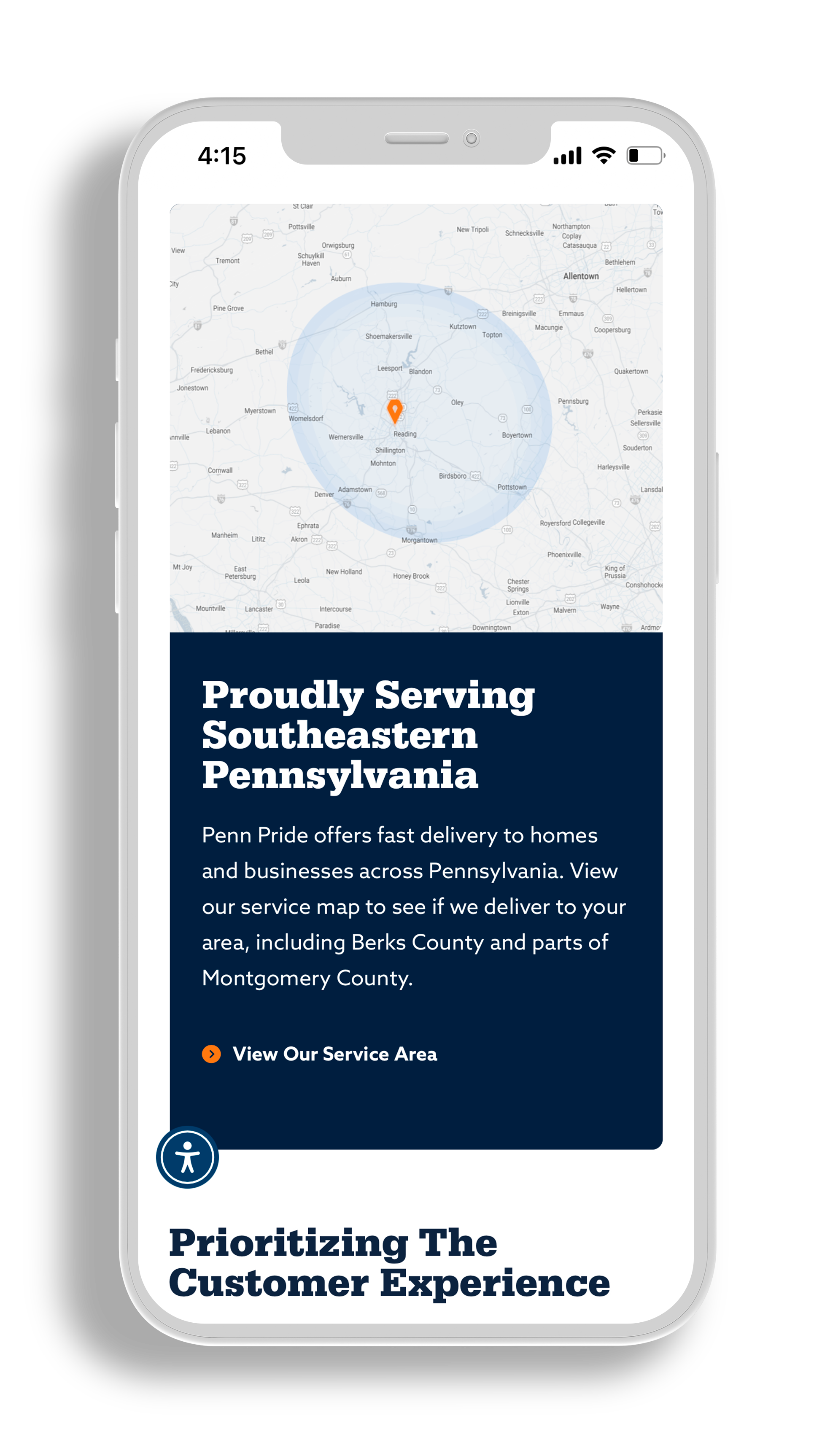 IPhone mockup of the Penn Pride Home screen.