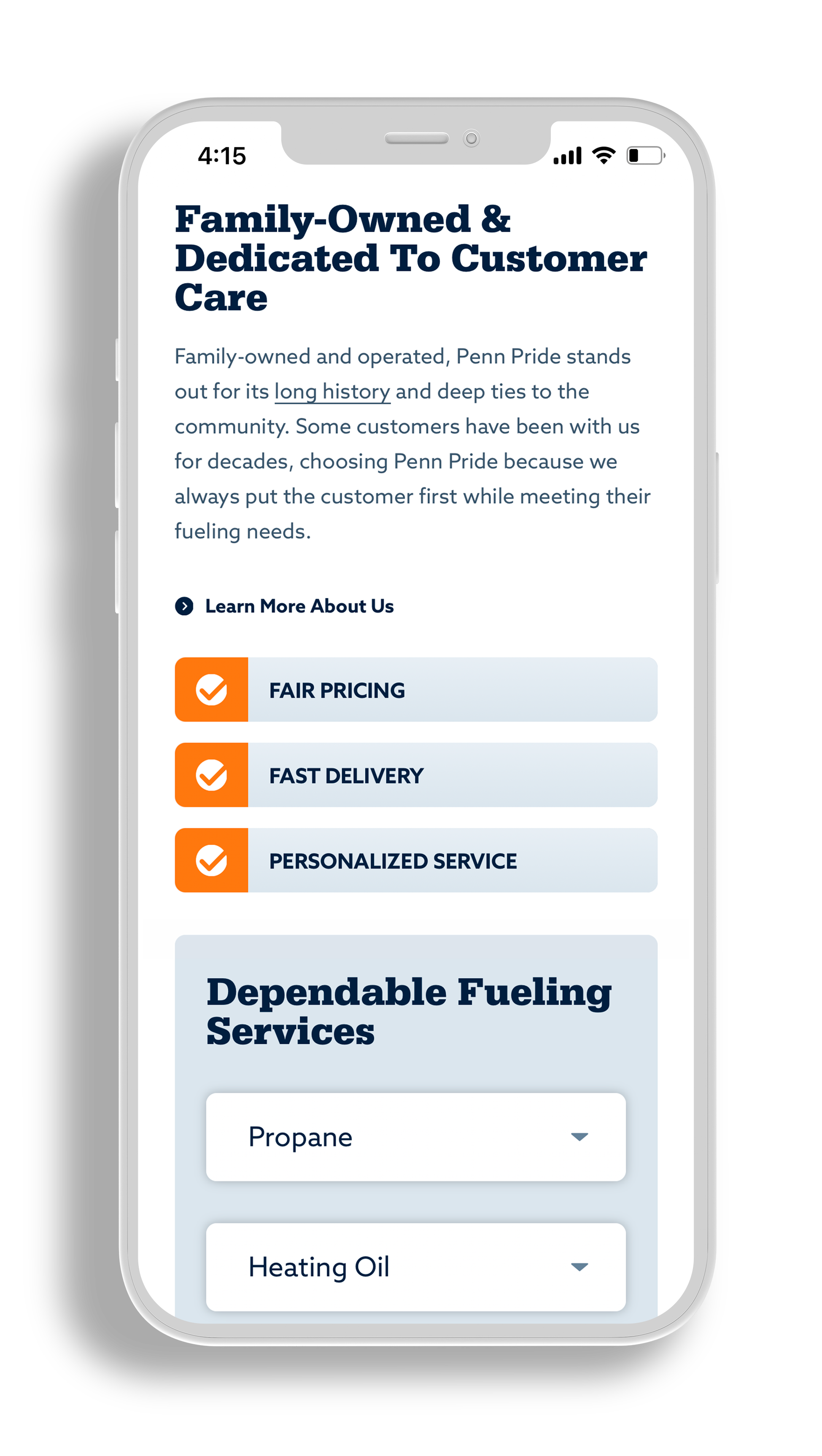 IPhone mockup of the Penn Pride Home screen.