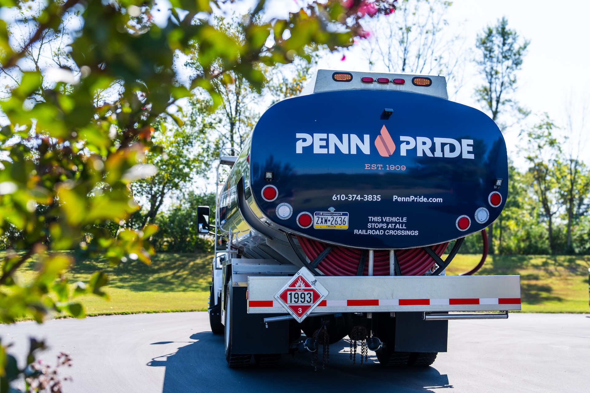 Rear branding on a Penn Pride truck.