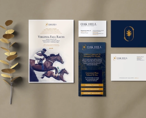 Example of print media designs for Oak Hill Wealth Advisors