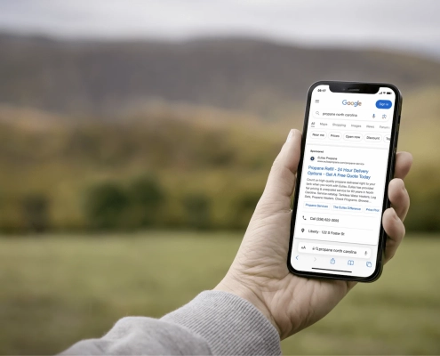 Mobile mockup of a search advertisement