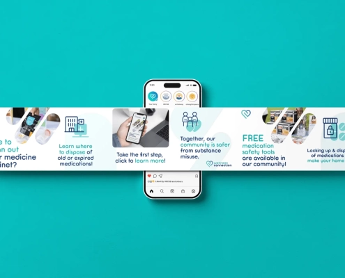Mockup of social media posts for a local nonprofit.