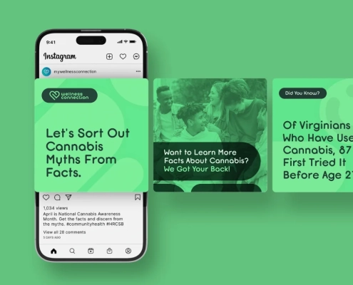 Mockup of social media posts for a local nonprofit.
