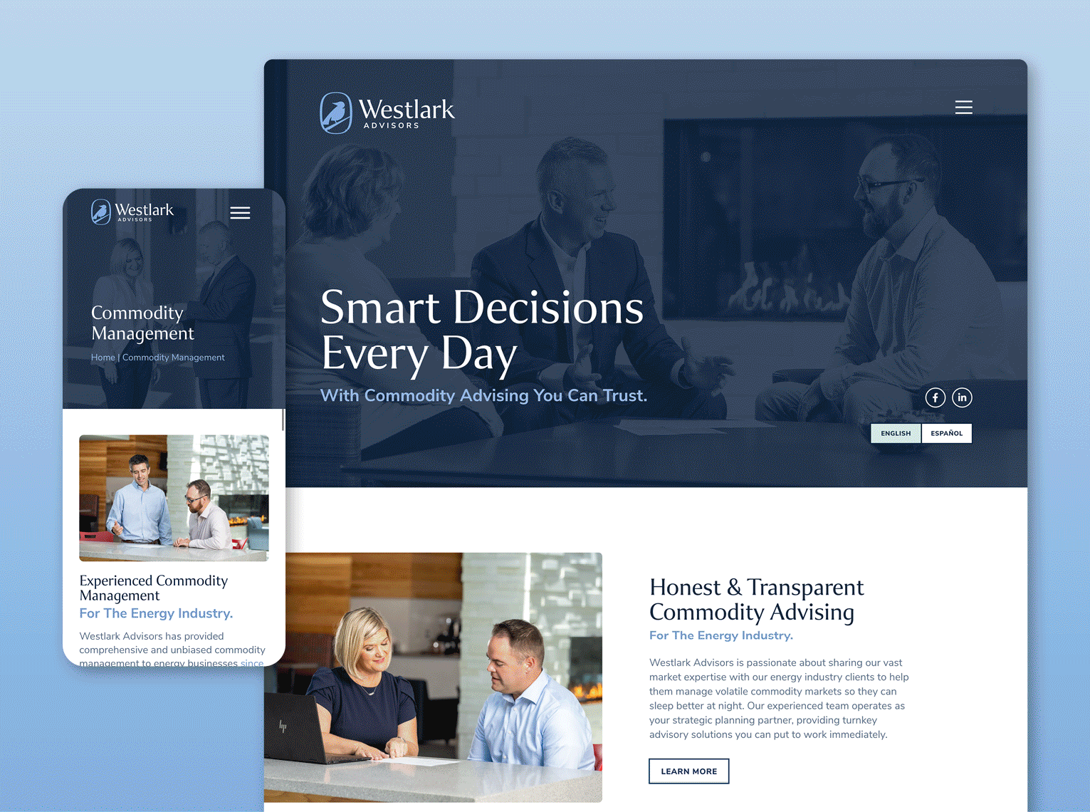 Mockups of websites that Estland has created that exemplify UX/UI