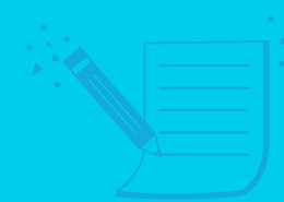 Icon of a pencil writing on a piece of paper to create a digital marketing strategy